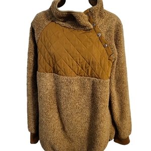 Famulily Asymmetrical Snap Neck Fleece Pullover XL